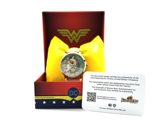 Wonder Woman Retro Wonderous Women's or Men's Genuine Leather Justice League Movie DC Comics Watch (WOW5090)
