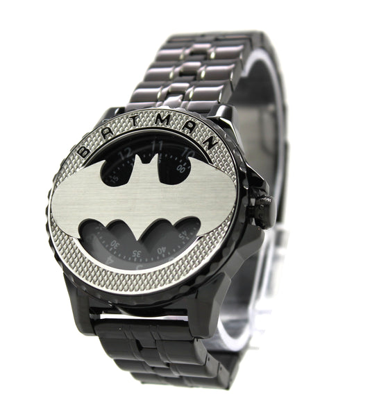 Batman Bruce Wayne Limited Edition Rotator Men's or Women's Brushed Silver Watch Justice League DC Comics(BAT5114)