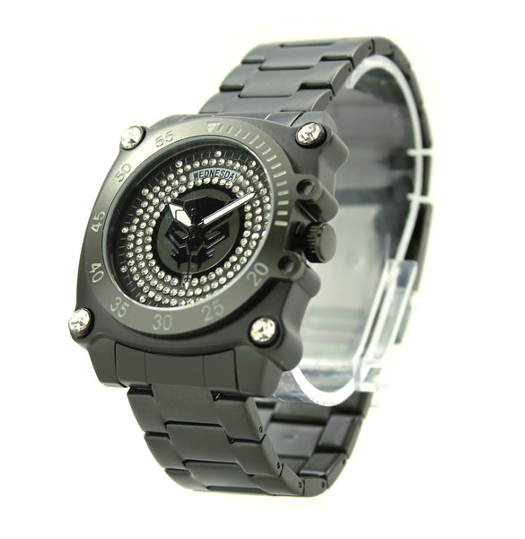 Black Panther Wakanda Forever Stainless Steel Men's Water Resistant Watch Day and Date Movement Watch Marvel Avengers (AVG8011)