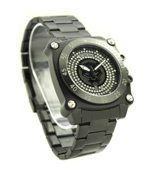 Black Panther Wakanda Forever Stainless Steel Men's Water Resistant Watch Day and Date Movement Watch Marvel Avengers (AVG8011)