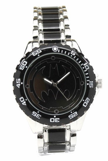 Batman Logo Watch with Black Metal Bracelet Band (BAT8025) - SuperheroWatches.com