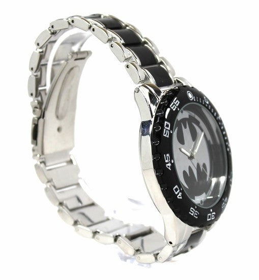 Batman Logo Watch with Black Metal Bracelet Band (BAT8025) - SuperheroWatches.com