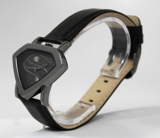 Man of Steel Superman Shield Watch - Stealth - Leather Strap (MOS 5006) - SuperheroWatches.com