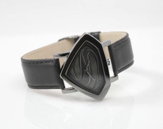 Man of Steel Superman Shield Watch - Stealth - Leather Strap (MOS 5006) - SuperheroWatches.com