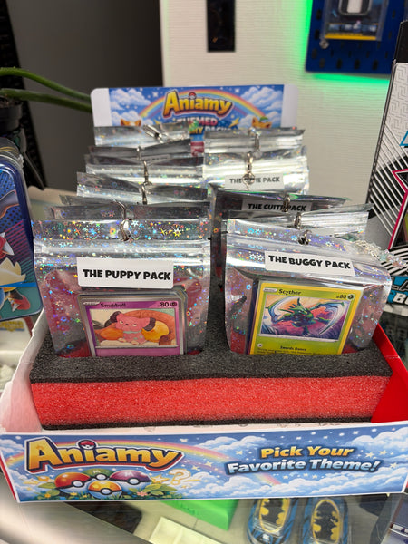 Pokémon AniAmy 15-Card Cute Packs + Charm Chain & Stickers