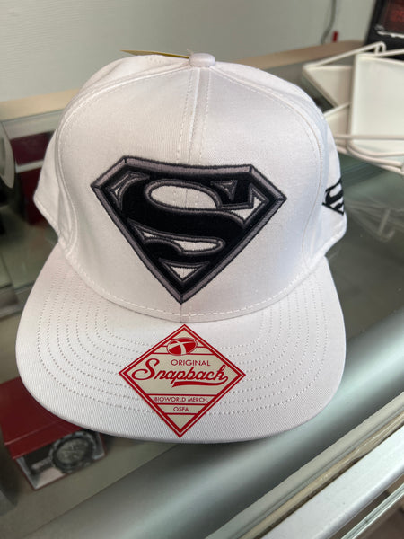 Superman Shield Men's White Adjustable Cap Snapback Hat
