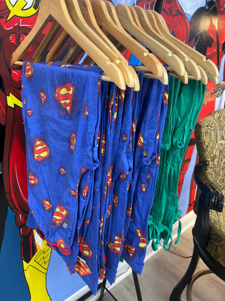 Superman Symbol Green Pajama Pants