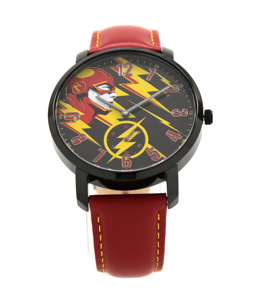 The Flash The Fastest Man Alive Men's or Women's Genuine Leather Water Resistant Chronograph Watch DC Comics (FLT5002)
