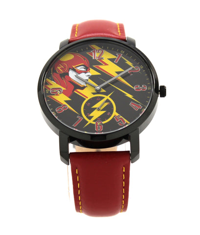 The Flash The Fastest Man Alive Men's or Women's Genuine Leather Water Resistant Chronograph Watch DC Comics (FLT5002)