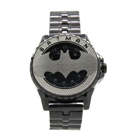 Batman Bruce Wayne Limited Edition Rotator Men's or Women's Brushed Silver Watch Justice League DC Comics(BAT5114)