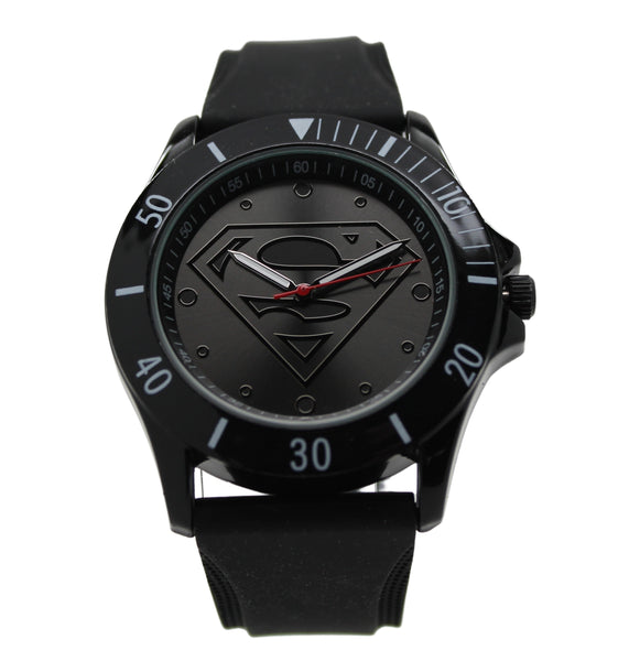Superman Black Logo Watch with Black Silicon Strap (SUP9032)