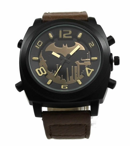 Batman Arkham City Earth Brown Strap Watch (ARK5007) - SuperheroWatches.com