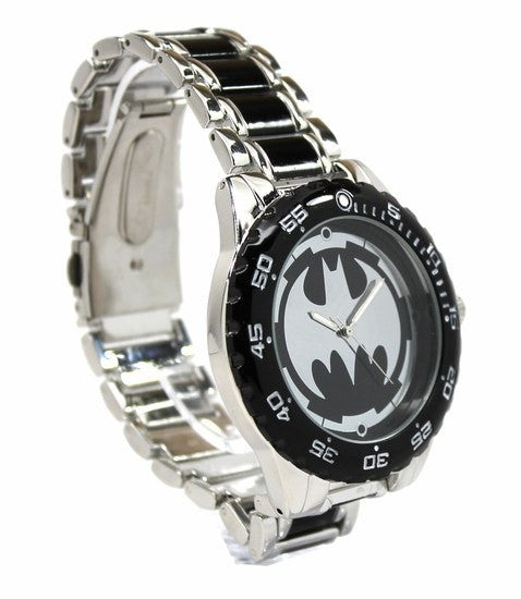 Batman Logo Watch with Black Metal Bracelet Band (BAT8025) - SuperheroWatches.com