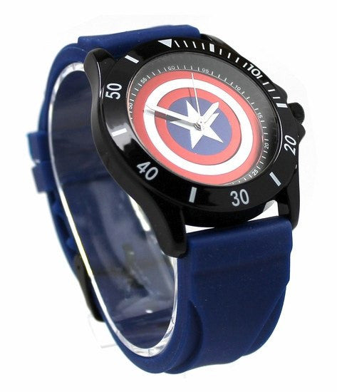 Captain America Blue Rubber Shield Watch (CTA1101) - SuperheroWatches.com