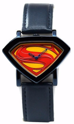 Man of Steel Superman Shield Watch - Blue - Leather Strap (MOS 5008) - SuperheroWatches.com