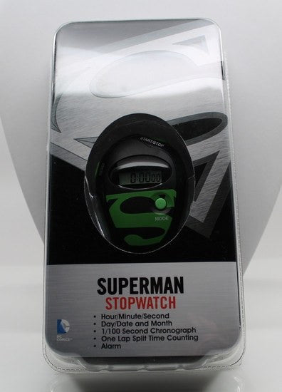 Superman Logo Stopwatch - Black and Green (SUP3058) - SuperheroWatches.com