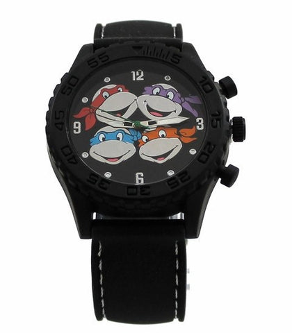 Teenage Mutant Ninja Turtles Heads Black Rubber Strap Watch (TMN9086) - SuperheroWatches.com