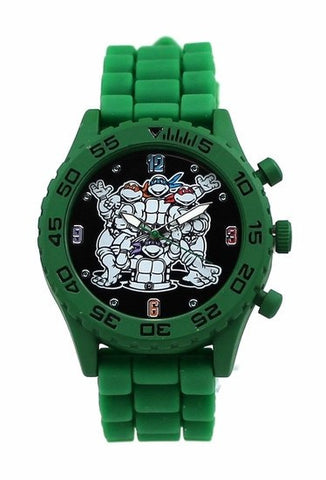 Teenage Mutant Ninja Turtles TMNT Group Shot Green Rubber Strap Watch (TMN9046) - SuperheroWatches.com