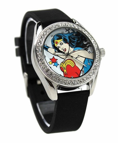 Wonder Woman Black Rubber Strap Character Watch (WOW 5013) - SuperheroWatches.com